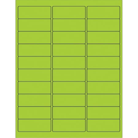 Officespace 2.63 x 1 in. Fluorescent Green Rectangle Laser Labels, 3000PK OF2536980